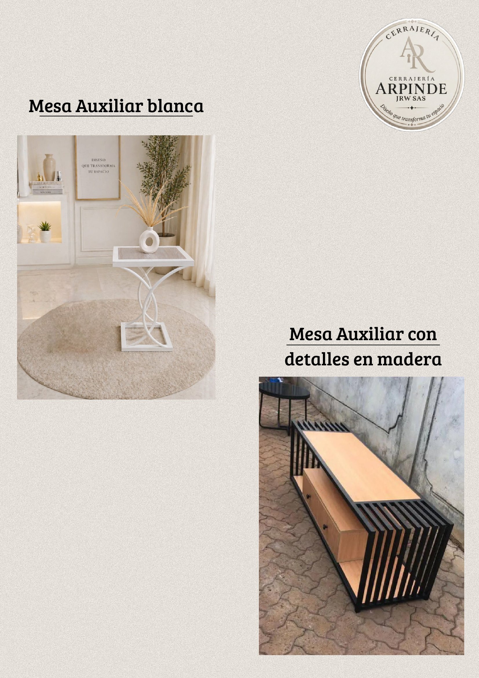 Mesa Auxiliar con detalles en madera