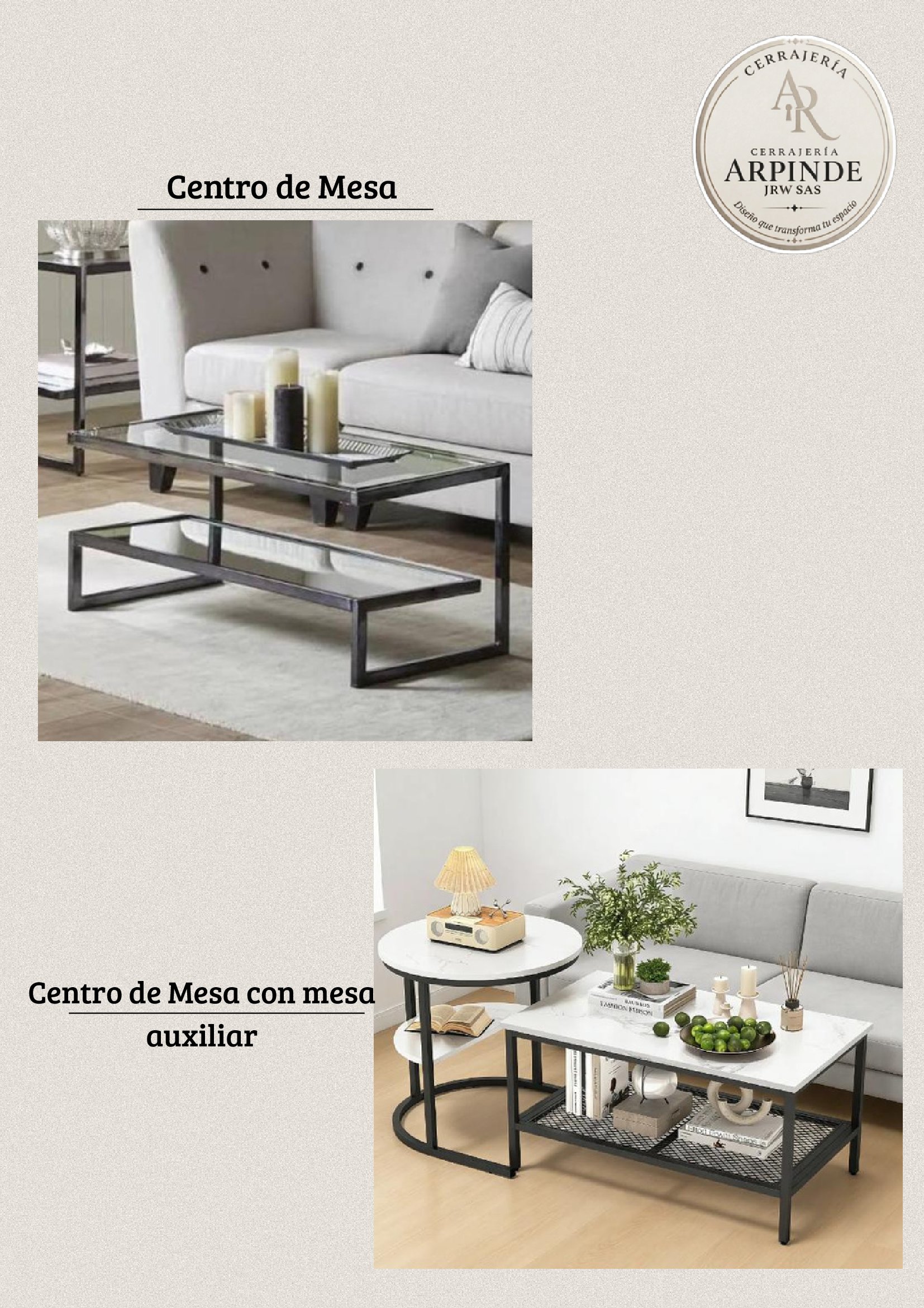Centro de Mesa con Mesa Auxiliar
